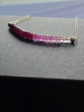 Ombre Ruby Beaded Bar Necklace